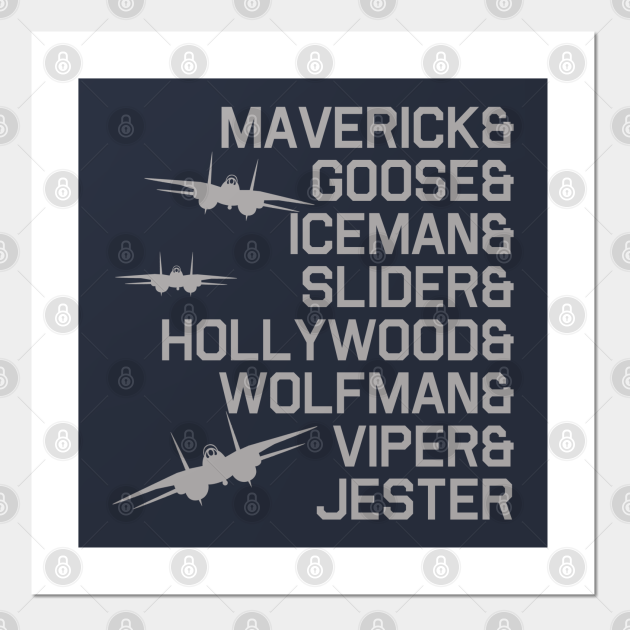 Top Gun Call Signs Top Gun Posters and Art Prints TeePublic